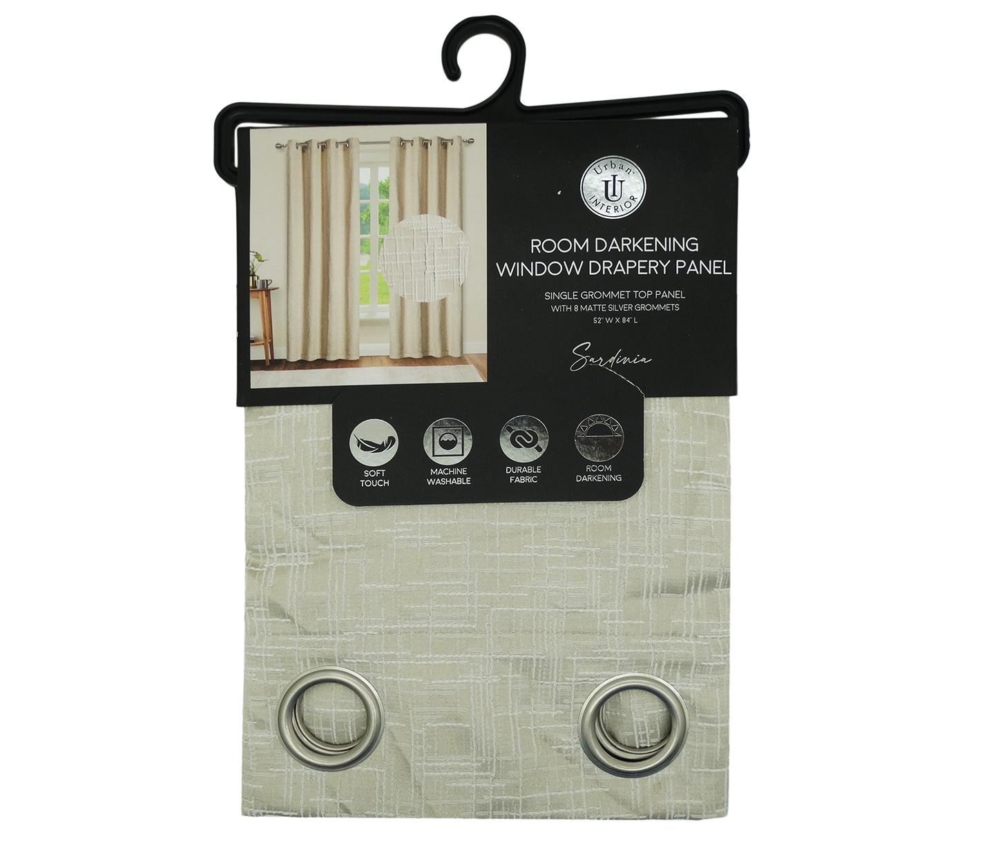 10237, Urban Interior - Sardinia Curtain Panel Jaquard 52X84 Taupe