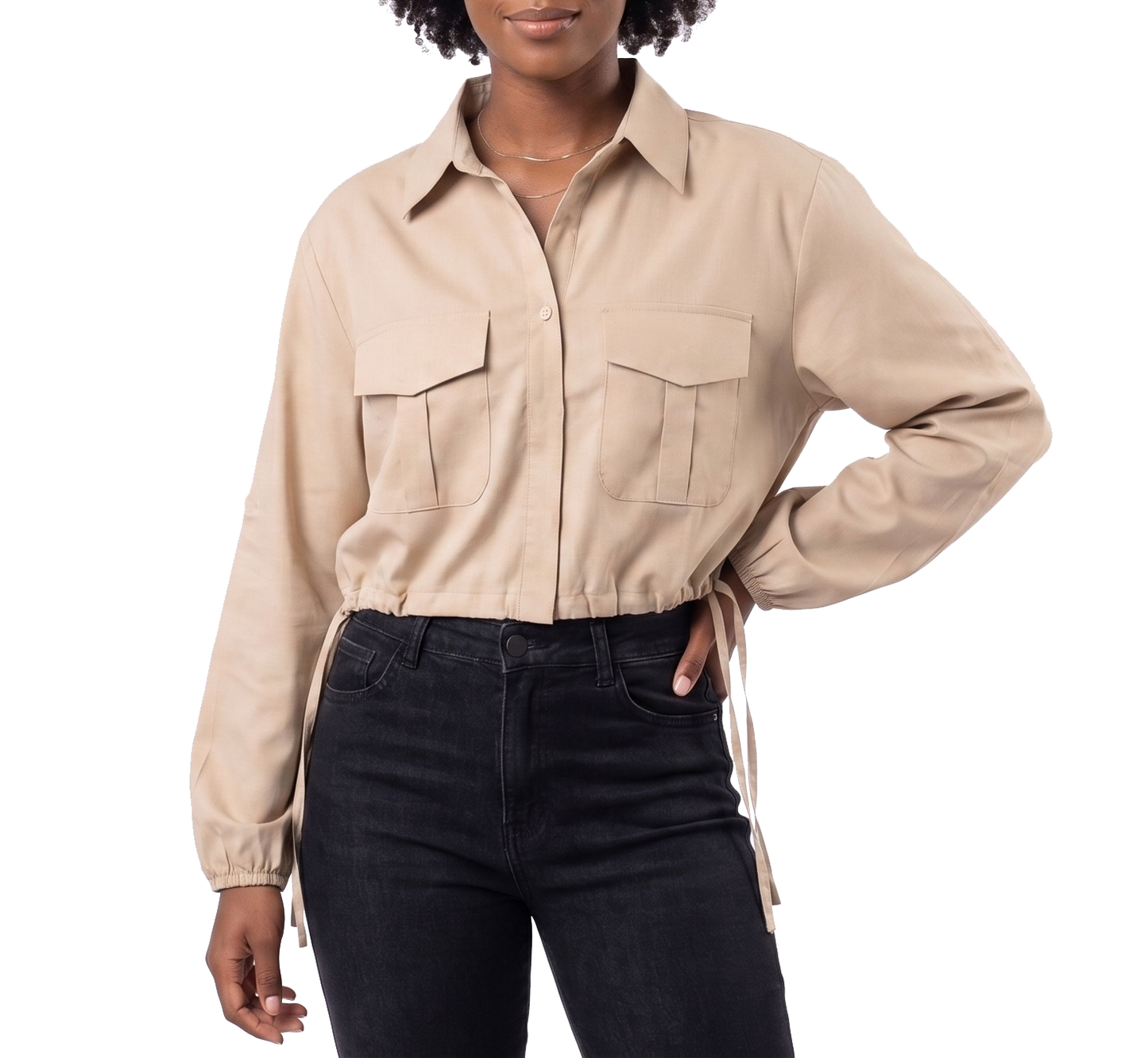 181784, Da Moda - Women's L/S Crop Top Blouse