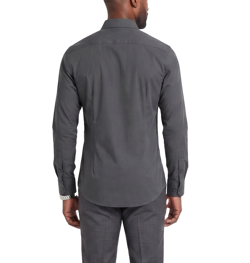 265-1253, Bellinne - Men's Slim Fit L/S Cotton Stretch Plain Shirt S-XL
