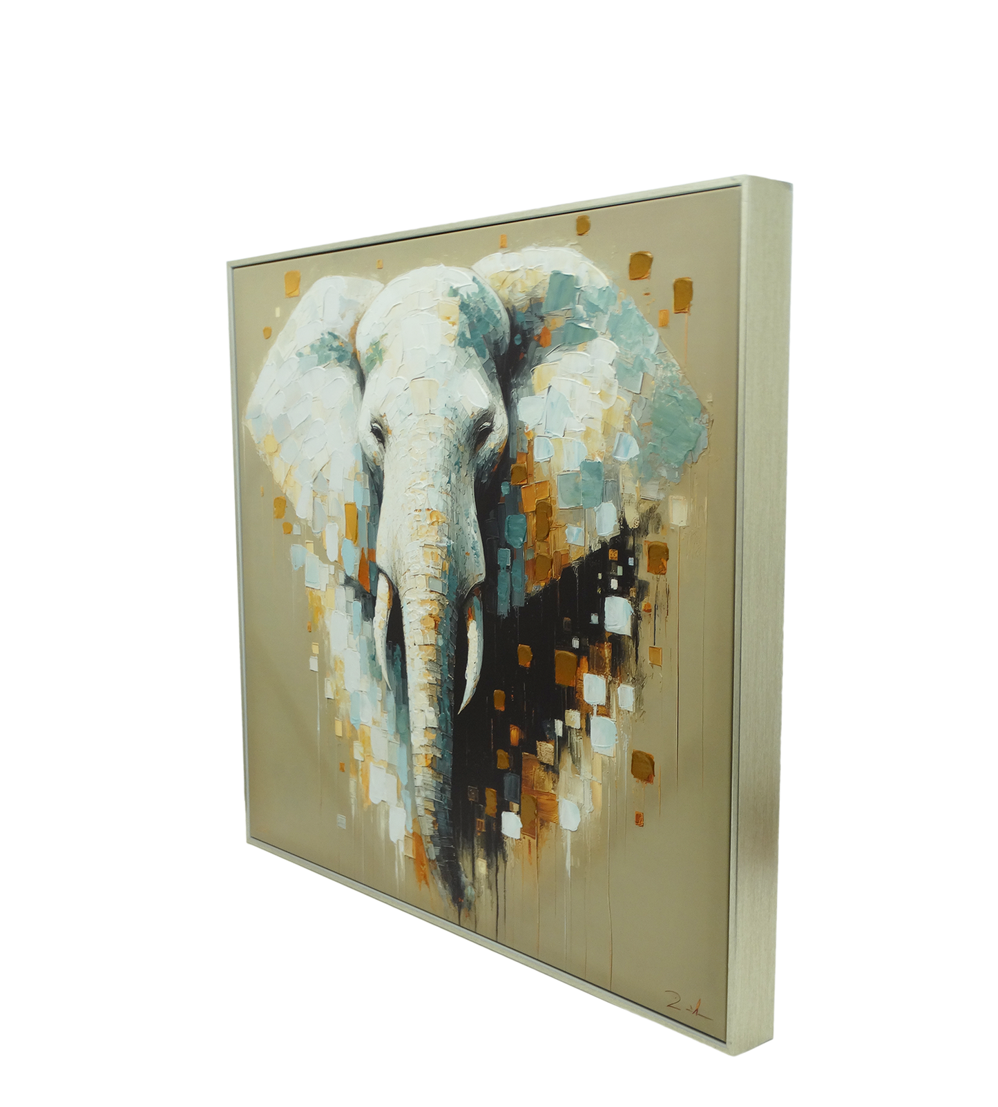 2936210, Elephant Framed Canvas Wall Art - 28" x 28" (71cm x 71cm)
