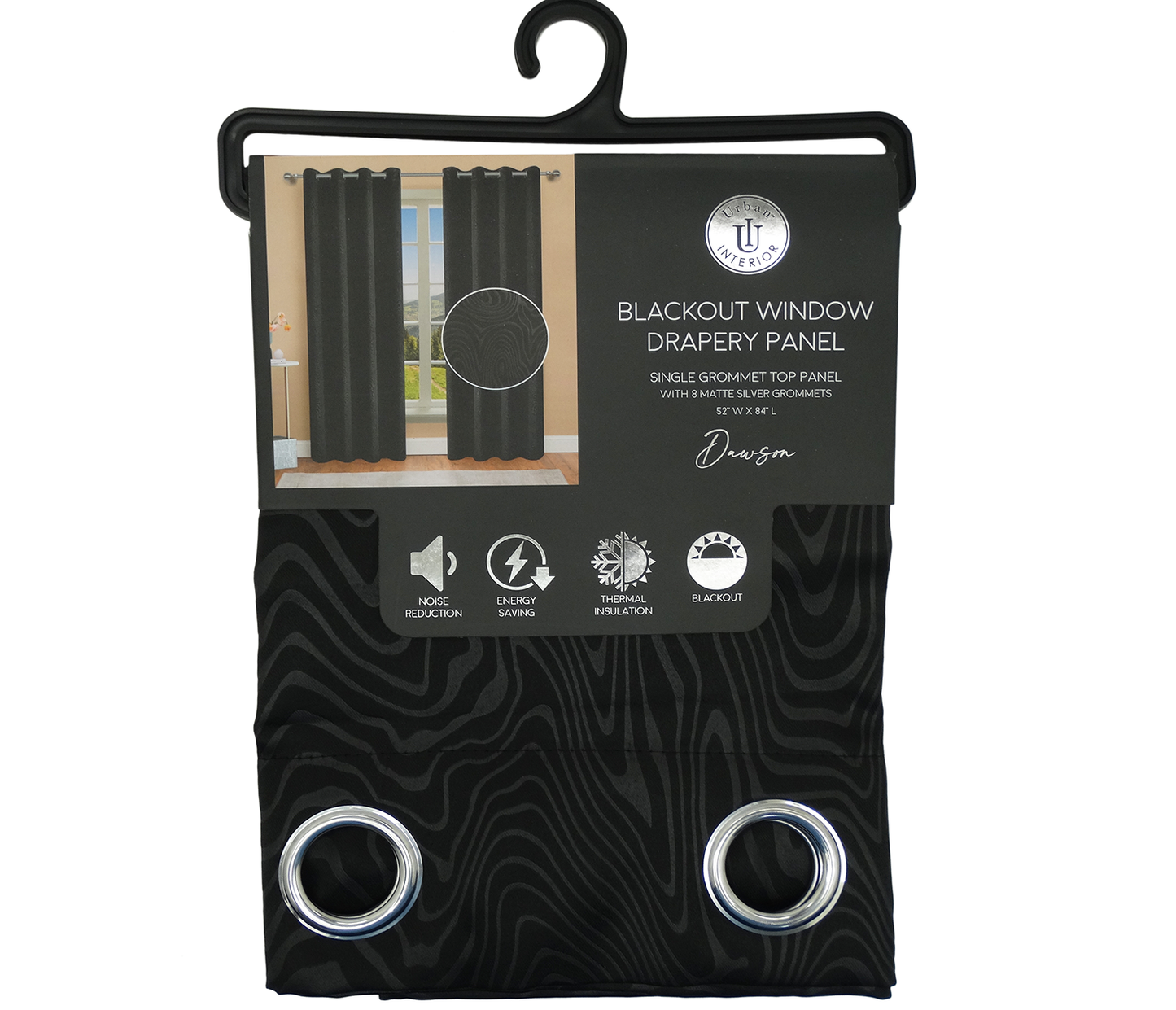 31683, Urban Interior - Dawson Blackout Curtain 52x84 Black