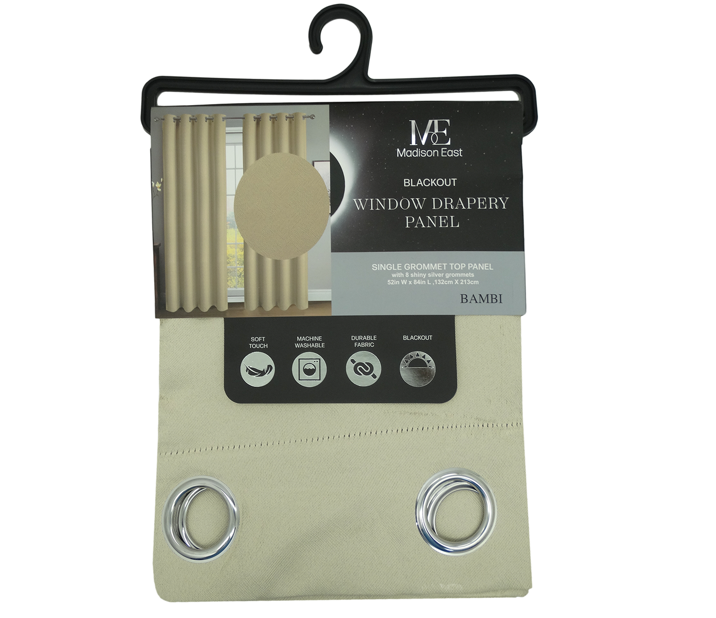 32314, Madison East - Bambi Blackout Curtain Panel 52X84 Ivory