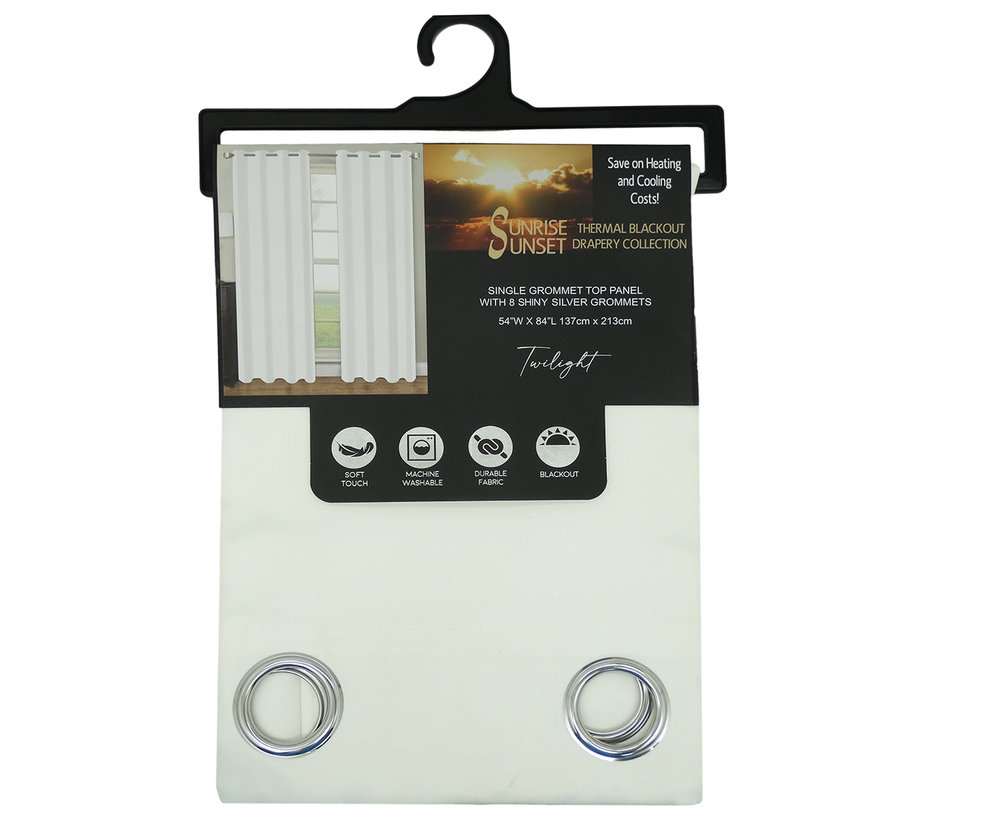 852400, Sunrise Sunset - Twilight Blackout Curtain Panel 54X84 White