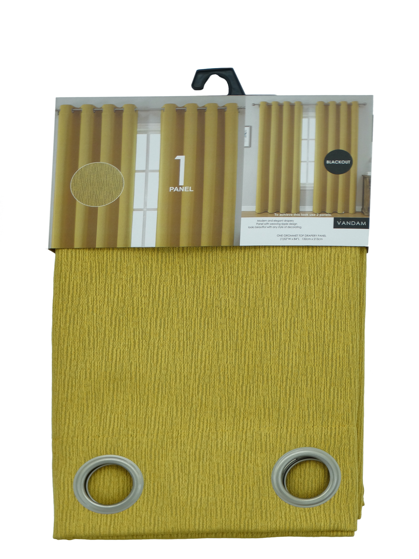 999150, Urban Interior - Vandam Window Curtain Panel 52X84 Mustard