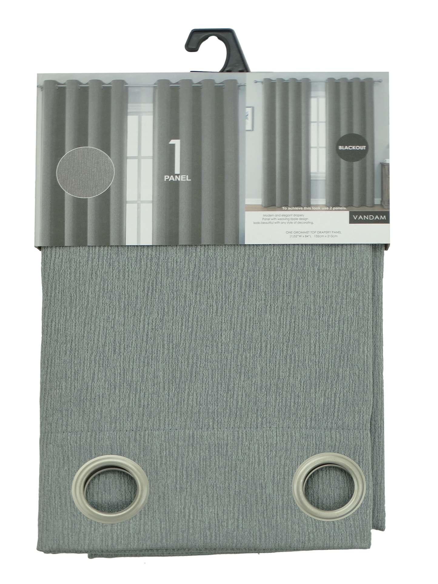 999167, Urban Interior - Vandam Window Curtain Panel 52X84 Grey