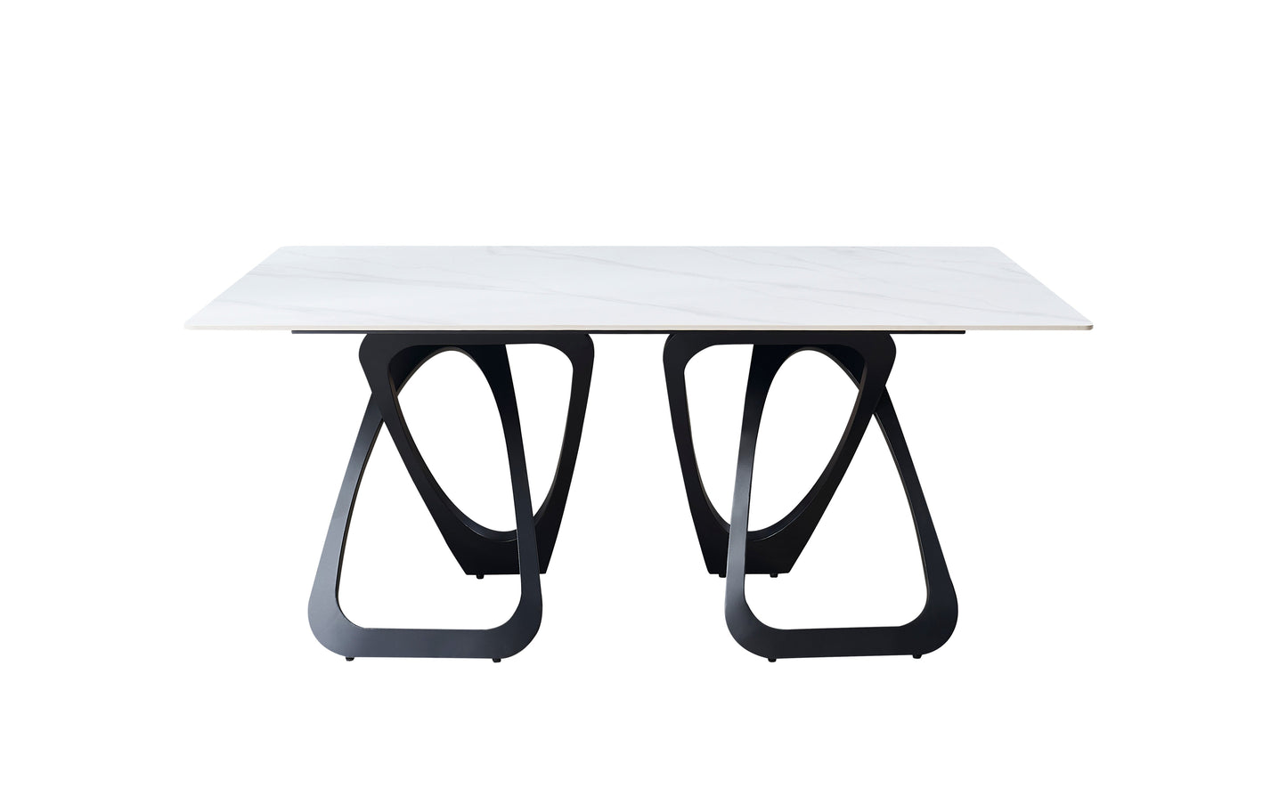 DZW013B, Dining Table 6 Seater Snow Mountain White Matte (1800x900x750)