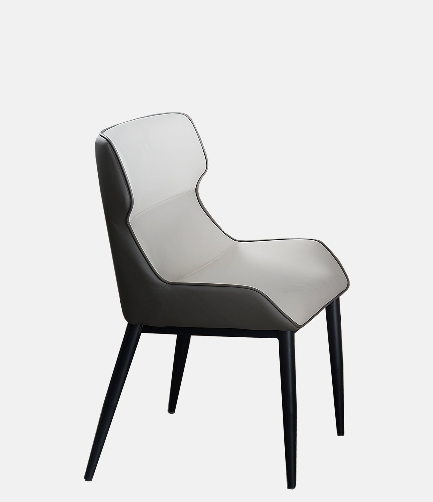 DZWC001, Dining Chair - Blk Metal Legs With PU Seat Blk/Beige (490x570x810)