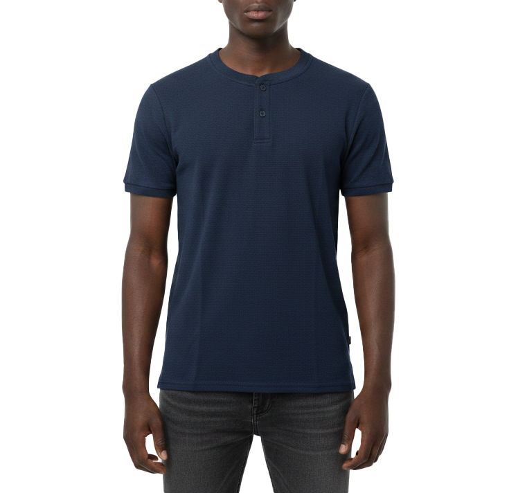 MX165, Banana Blue Men's S/S Button-Neck Tee S-XL