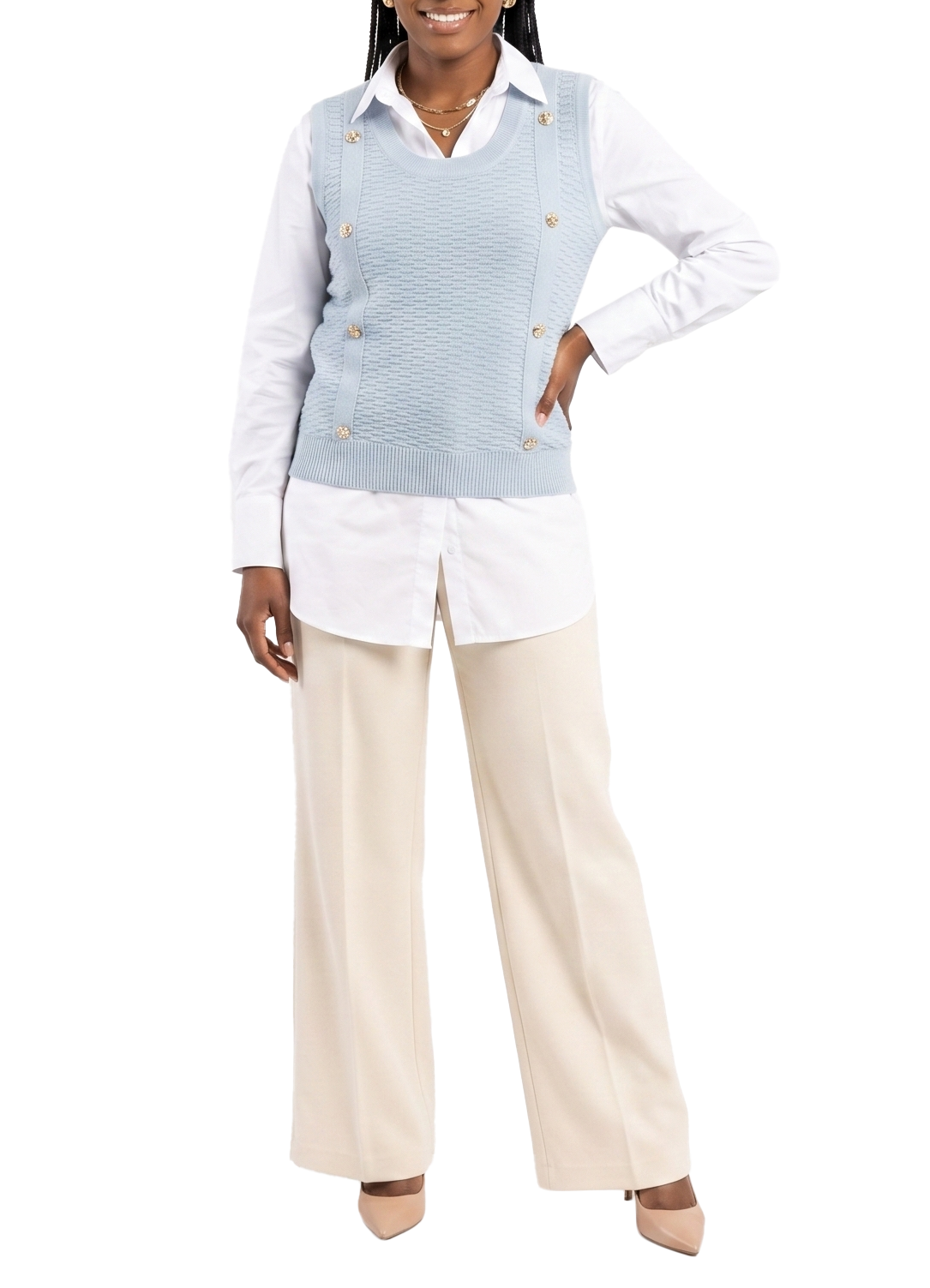 TTY592,Just Blu Women S/Less Blouse