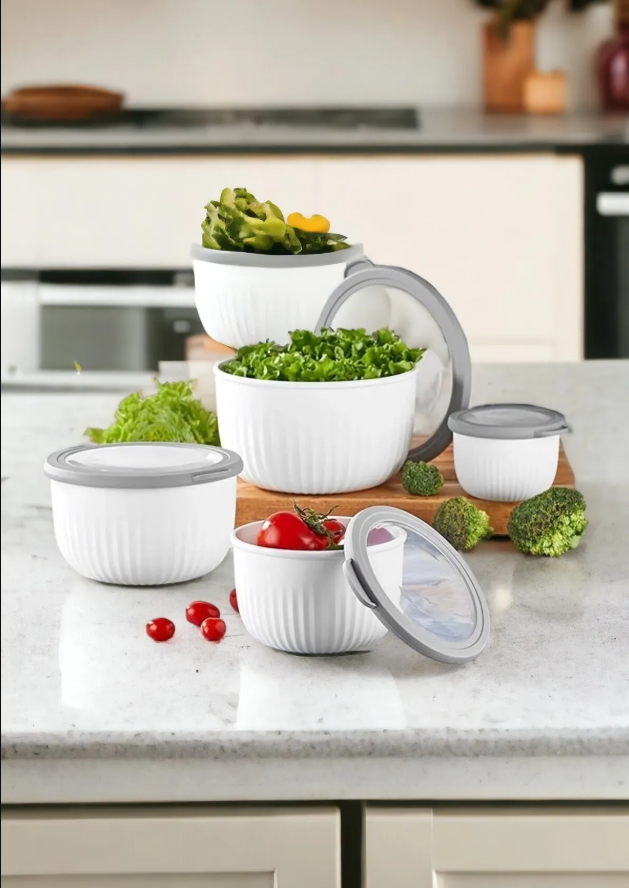 VP046, VIP Ahmet - 4Pc Vacuum Storage Containers - White (3L,2L,1L,0.5L)