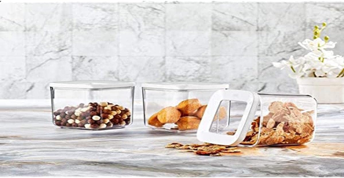 VP186, VIP Ahmet - 3Pc Square Acrylic Storage Containers w/Lid (3x700ML)