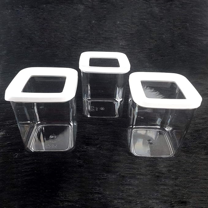 VP314, VIP Ahmet - 3Pc Square Acrylic Storage Containers w/Lid (3x1000ML)