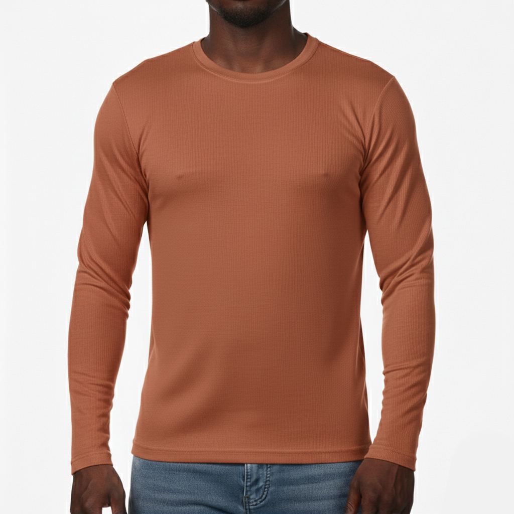 AS424, Men L/Sleeve Round-Neck Embossed T-Shirts