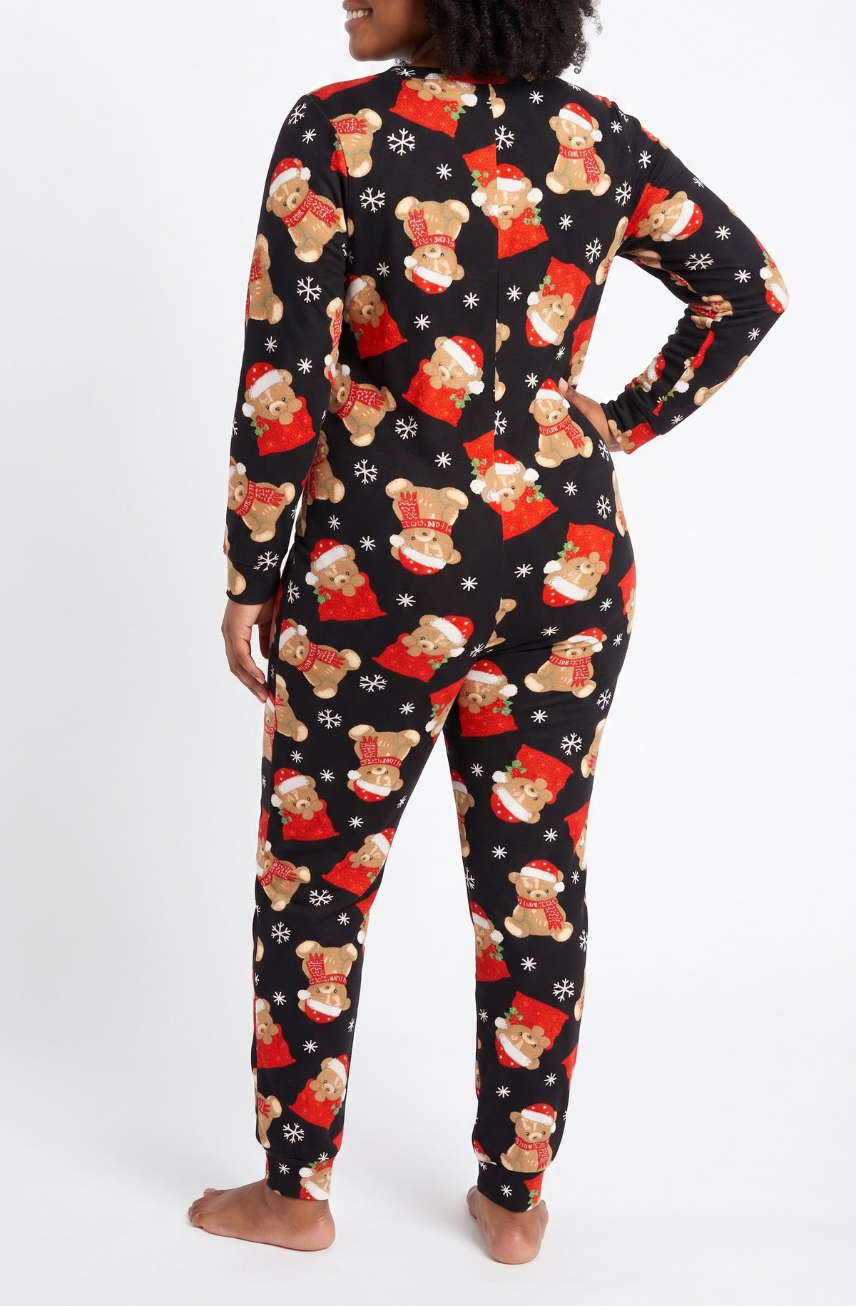SFRMPLS25X, Unbearably Cute - Women's Yummy Xmas Onesie Black (PLUS)