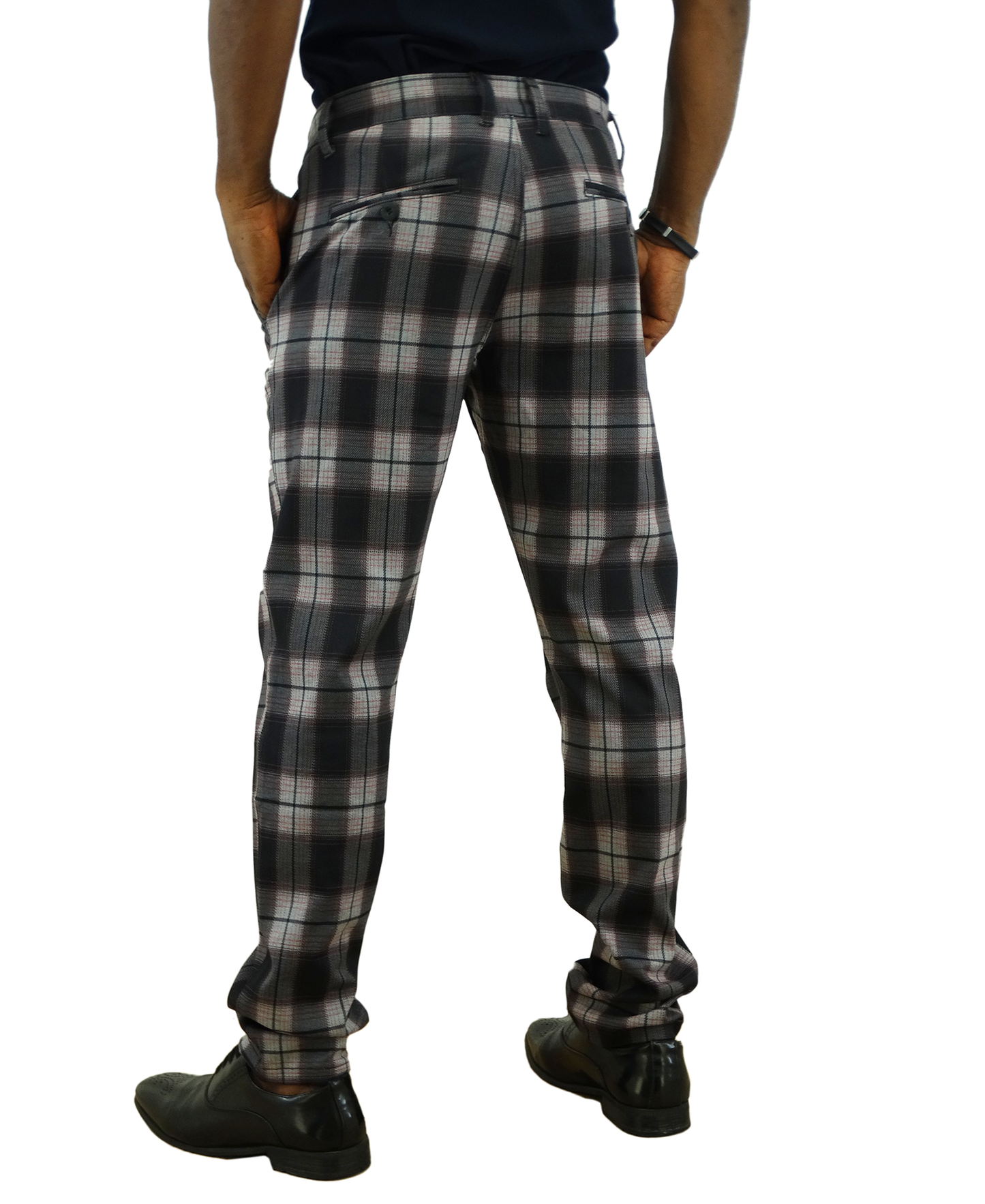 CM3424, Men's British Denim Plaid Slim Fit Pants (30-40)