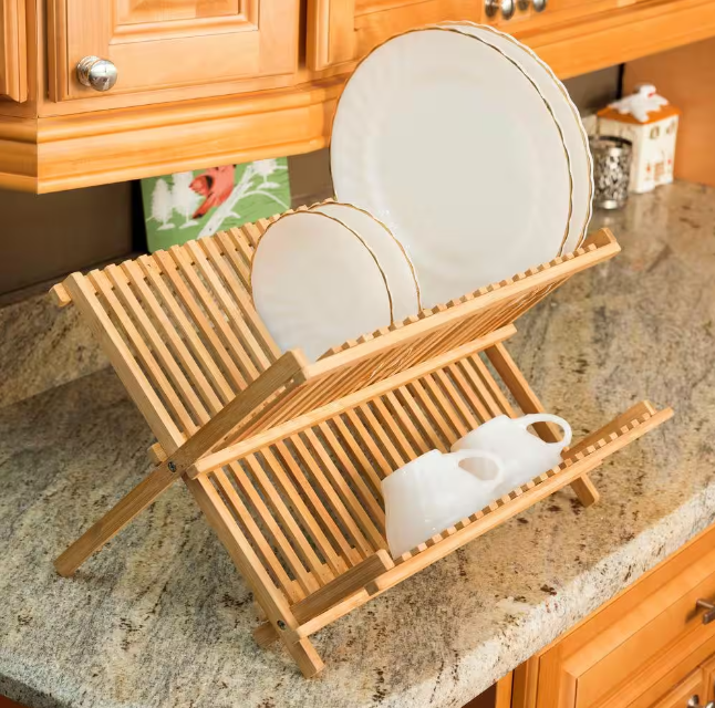 FZ3898, Kitchen Details - Bamboo Folding Dish Rack