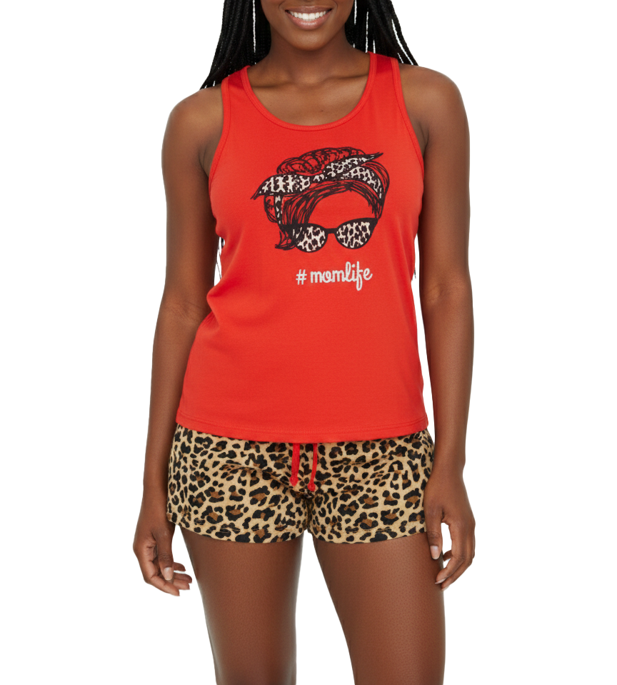 SF1836SX, Ladies 2pc Tank/Shorts PJ Set #Momlife 1X-3X