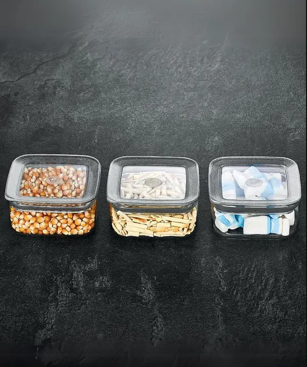 VP327, VIP Ahmet - 3Pc Square Acrylic Storage Containers w/Lid (3x350ML)