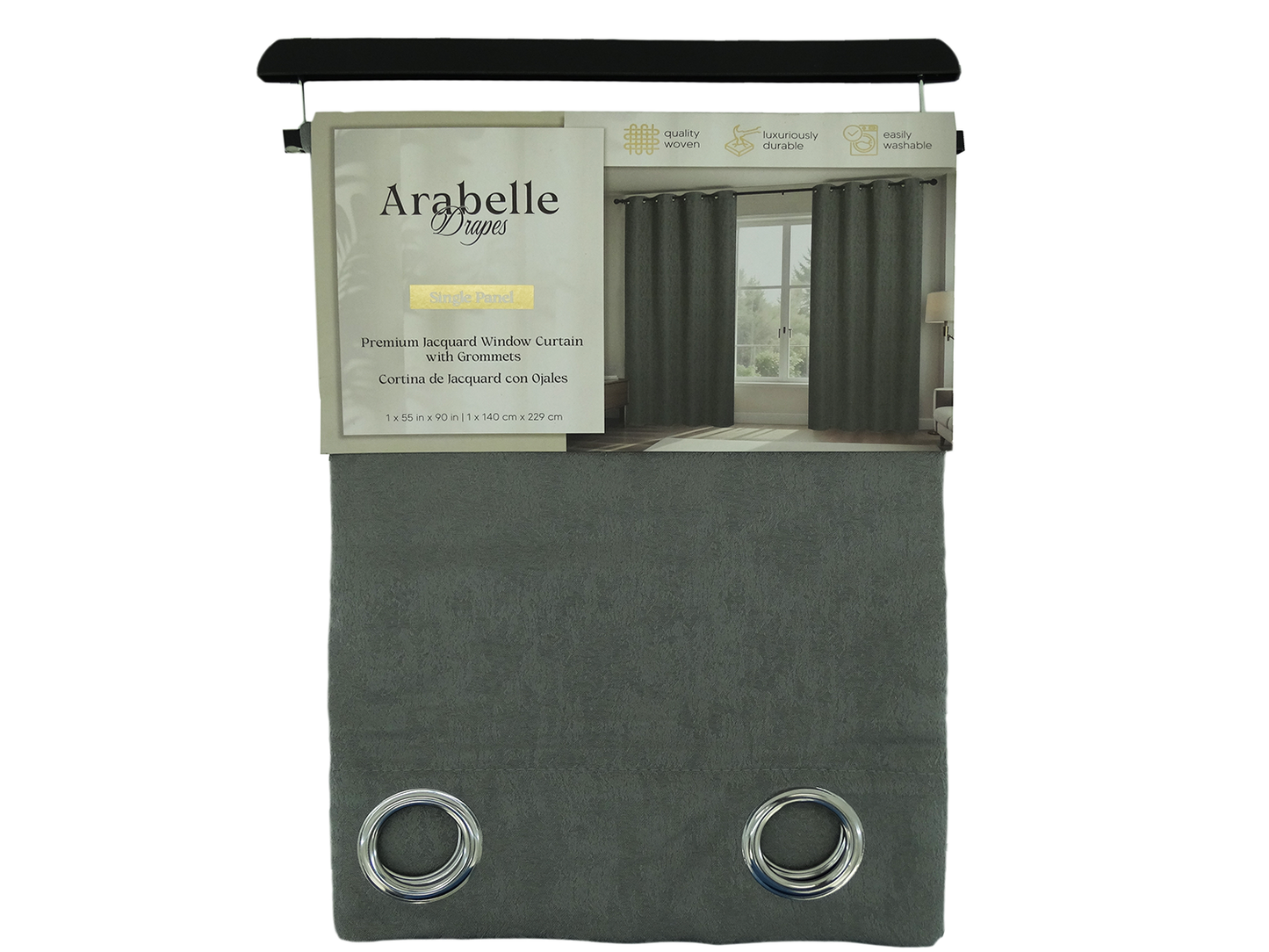 WPSG51570FB, Arabelle - Estelle Window Curtain 55" x 90" - Grey
