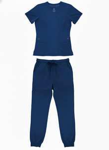 1384, Scrubaid - 4-Way Stretch Jogger Scrubs 2pc Set S-2XL W Zipper Pocket Pants & 2 Front Pocket Top