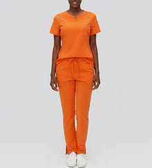 1394, Scrubaid, 4-Way Scrubs 2pc Set W Pockets & Side Knit Open Leg Pant With Slit S-2XL