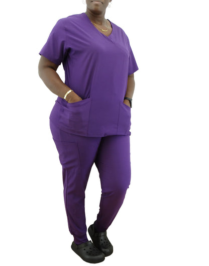 1503, Just Scrubs 4-Way Stretch Jogger Scrubs 2pc Set W/Side Rib Cargo Pants S-2XL