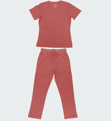 1507, Just Scrub, 4-Way Stretch Scrubs Set2 Front Pocket Zip & Open W Pants With Side Slit
