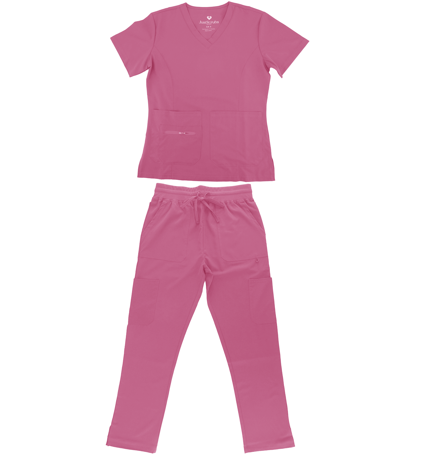 1507, Just Scrub, 4-Way Stretch Scrubs Set2 Front Pocket Zip & Open W Pants With Side Slit