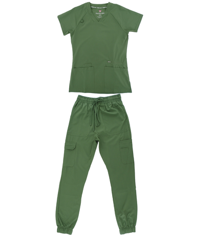 1514, Just Scrub, 4-Way 2pc Stretch Scrubs Jogger 2Pocket Top S-2XL Set