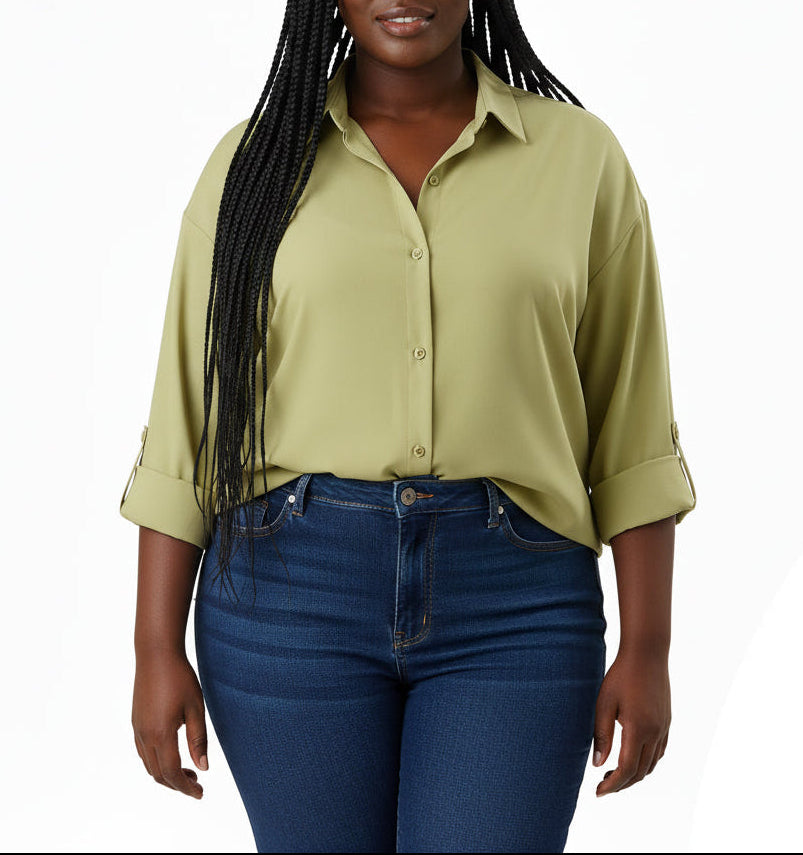 180478M, Da Moda - Women's L/S Button-up Shirt (L-3XL)