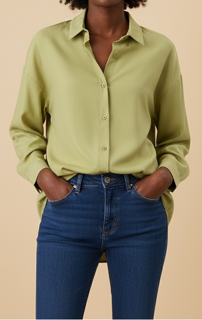 180478M, Da Moda - Women's L/S Button-up Shirt (L-3XL)