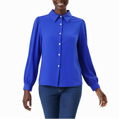 180566, Da Moda - Women's L/S Blouse (S-XL)