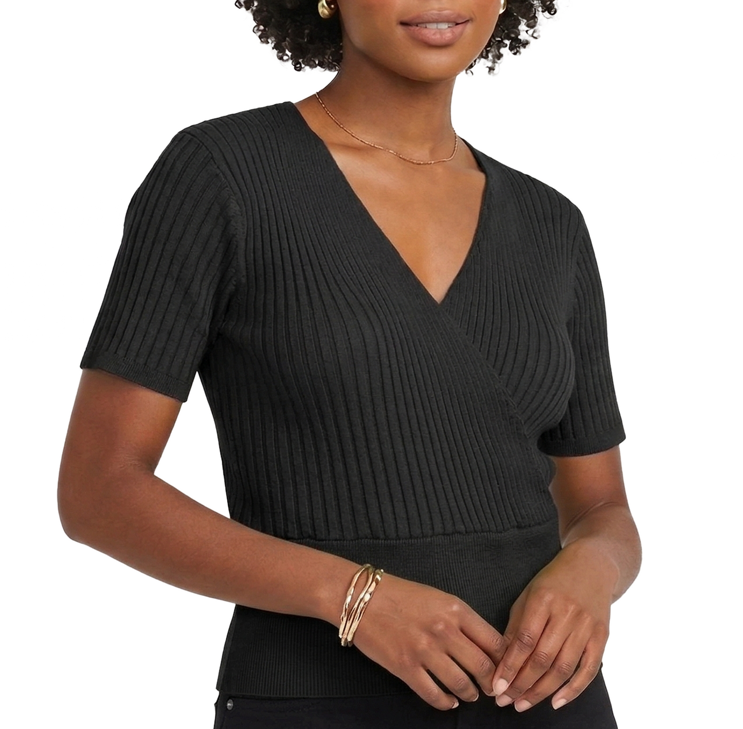 180846, Da Moda - Women's Ribbed S/S Crop Top S-L