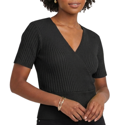 180846, Da Moda - Women's Ribbed S/S Crop Top S-L