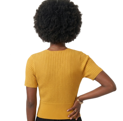 180846, Da Moda - Women's Ribbed S/S Crop Top S-L