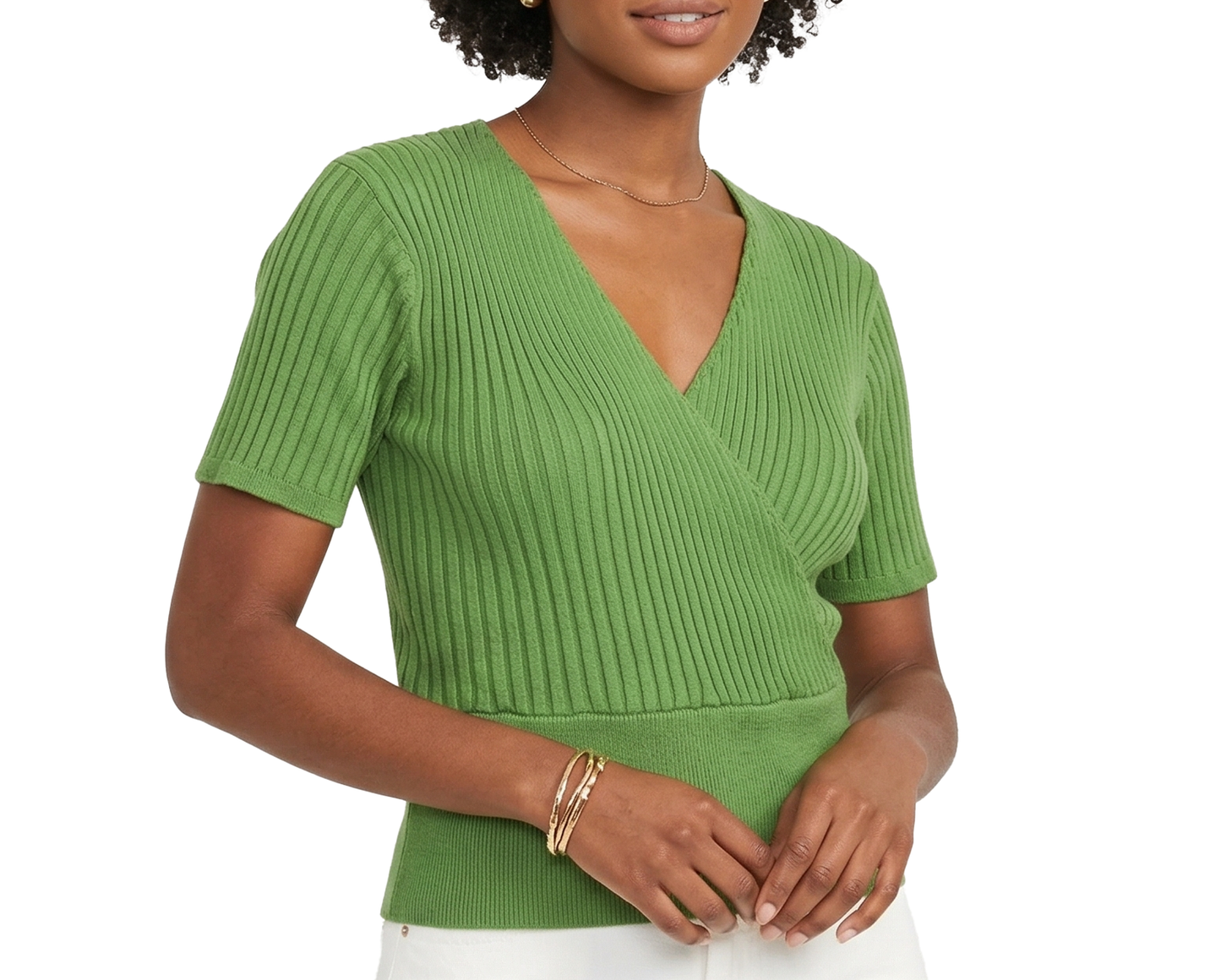 180846, Da Moda - Women's Ribbed S/S Crop Top S-L