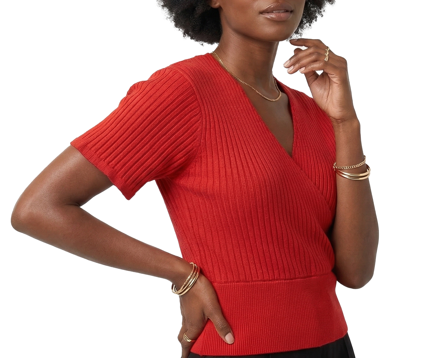 180846, Da Moda - Women's Ribbed S/S Crop Top S-L