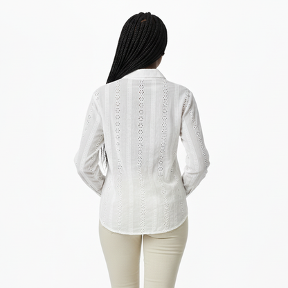 181313, Da Moda - Women's Embroidery L/S Blouse (S-XL)