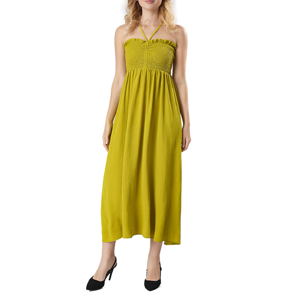 yellow tube top dress