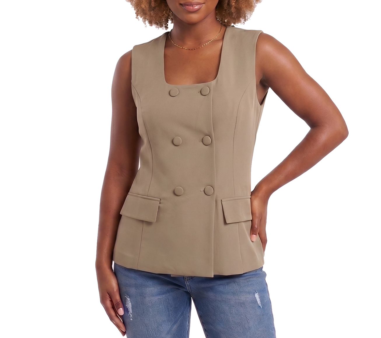 181418A, DA Moda Women's Square-neck Vest