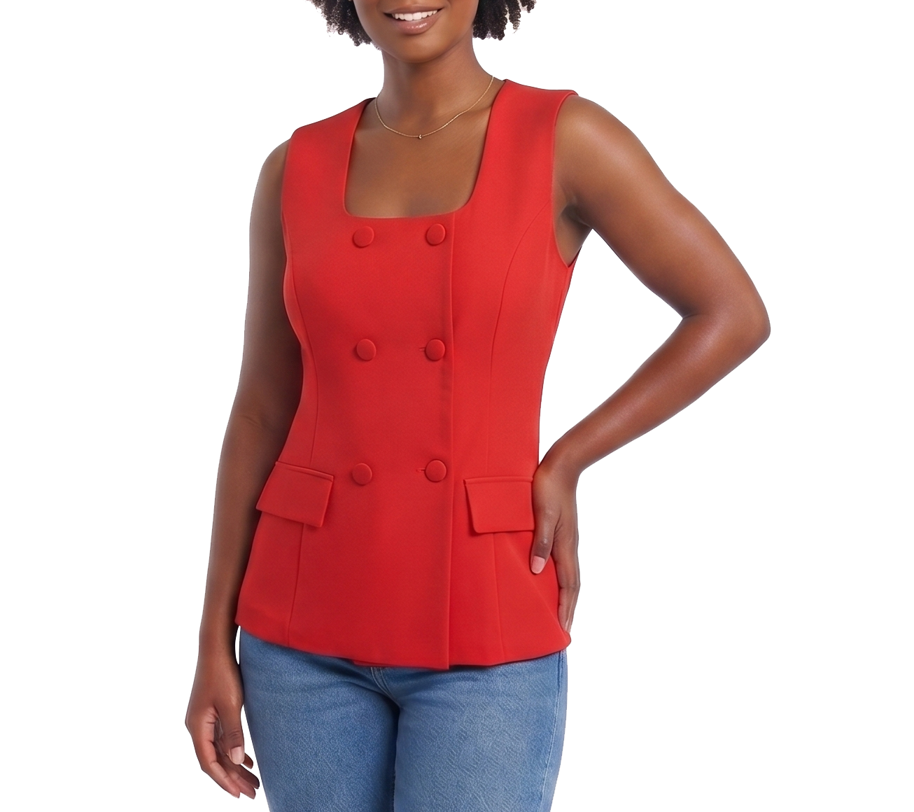 181418A, DA Moda Women's Square-neck Vest