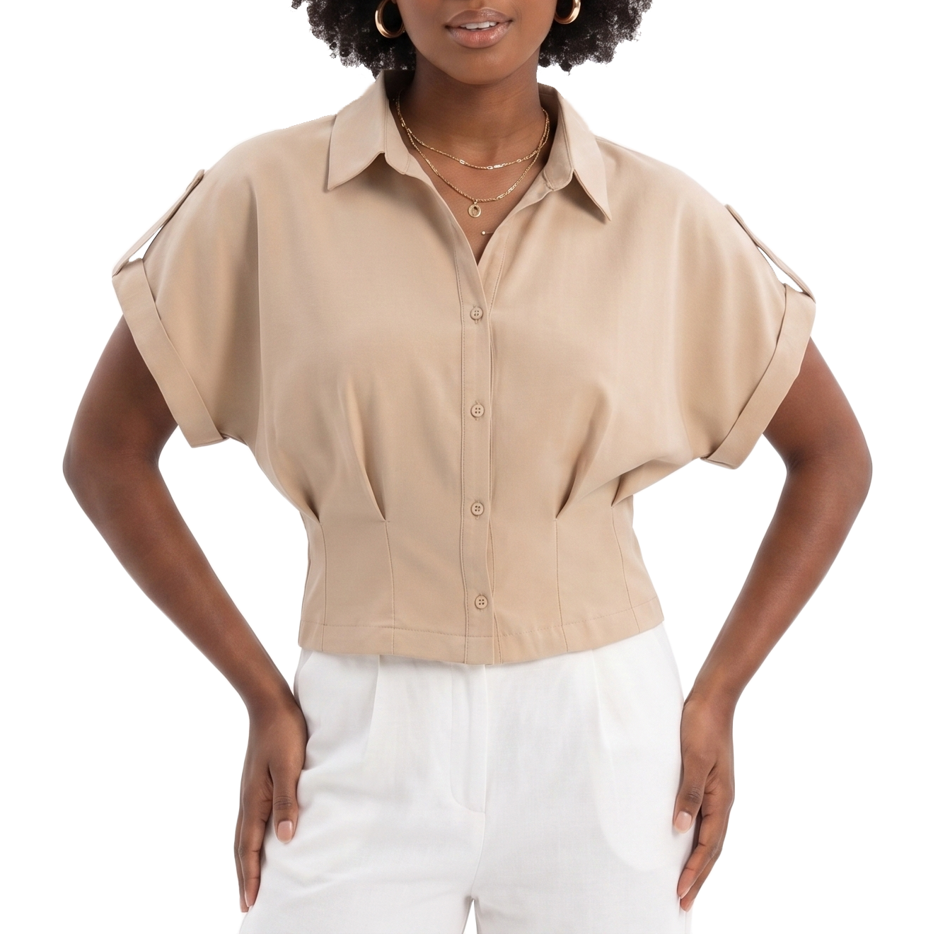 181668, Da Moda - Women's Capped Sleeve Blouse
