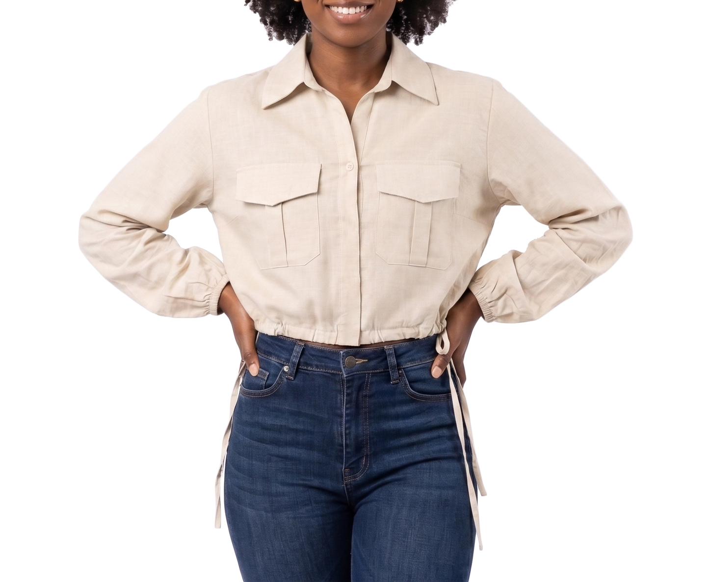 181784, Da Moda - Women's L/S Crop Top Blouse