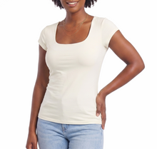 181801, Da Moda - Women's Scoop Neck Cap Sleeve Tee