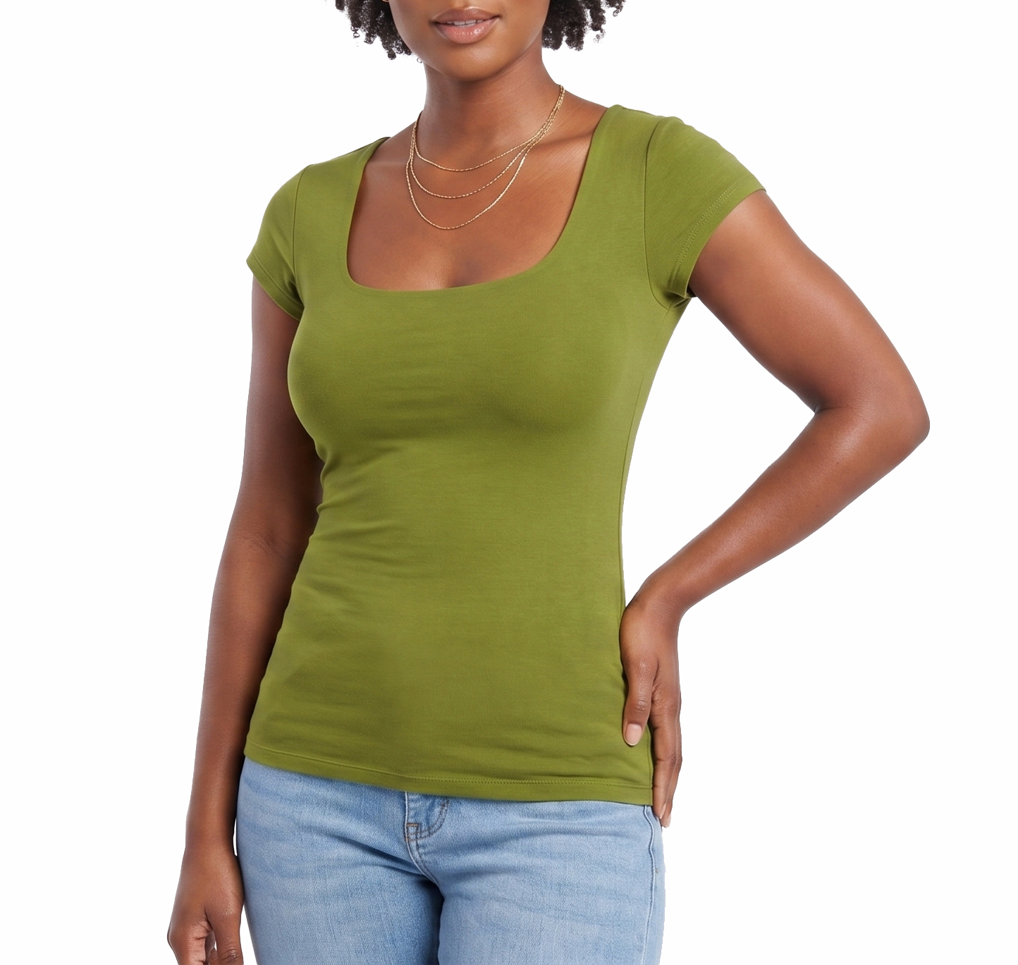 181801, Da Moda - Women's Scoop Neck Cap Sleeve Tee