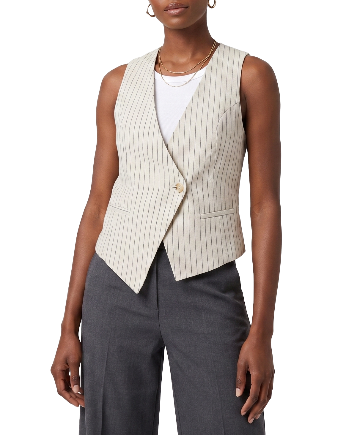 181815A, Da Moda - Women's Pinstripe Single-Button Vest