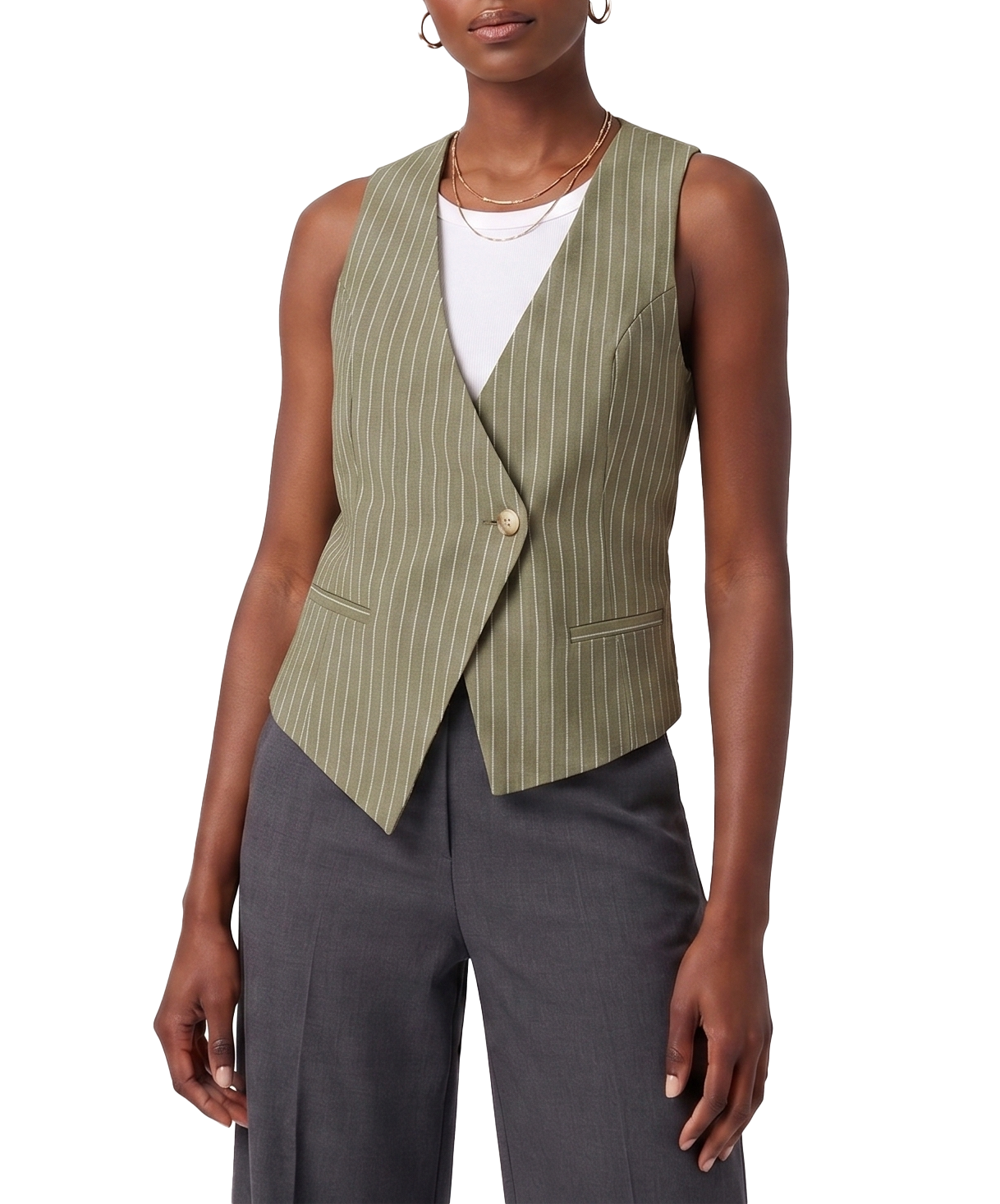 181815A, Da Moda - Women's Pinstripe Single-Button Vest