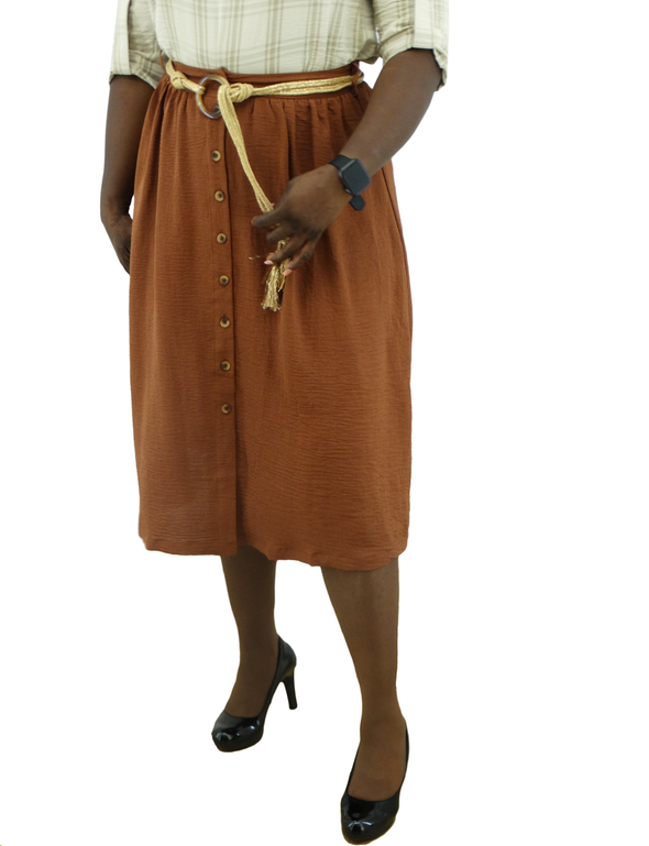 30064 Runway Ready Women s Button Front Skirt W Rope Belt S XL Maxie Department Store