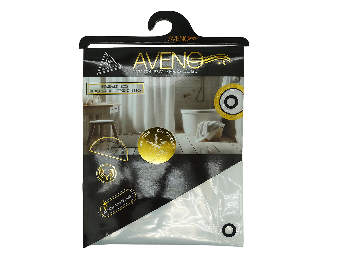 33434, Aveno 8G Peva Shower Liner Clear