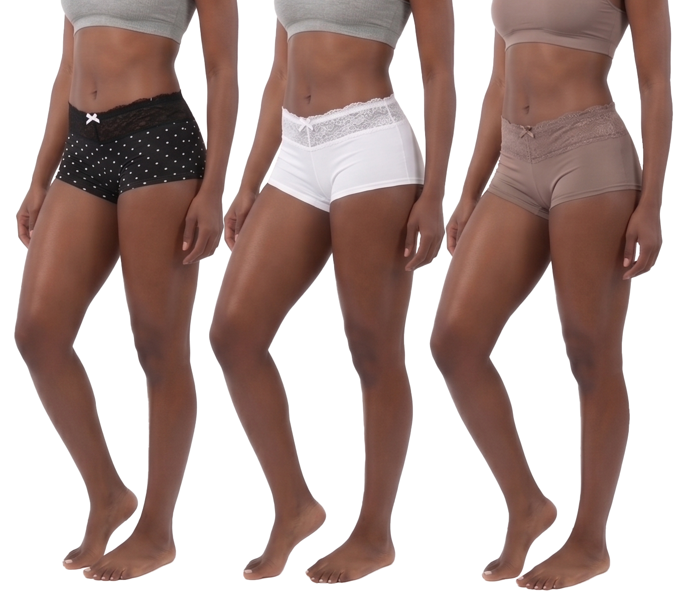3PKBL1717, Lady Princess, 3PK Lace Boy Leg Panties